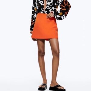 Zara Bright Orange Mini Skirt